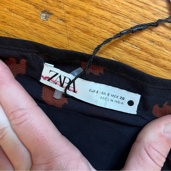 Zara Black Loose Bohemian Beaded Tie Strappy Top NWT A7 - Picture 4 of 6